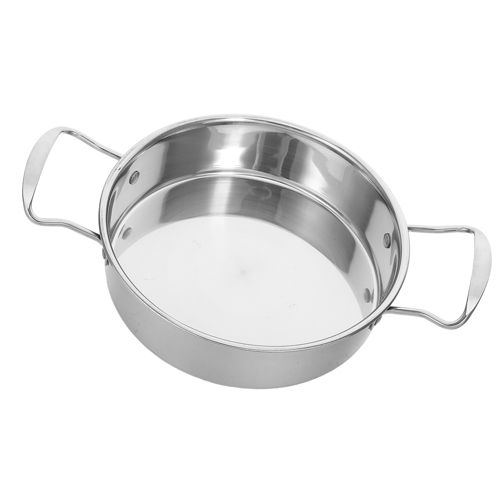 Paella Pan Steel - 7,5 Zoll Edelstahl-Paellapfanne mit Doppelgriff und
