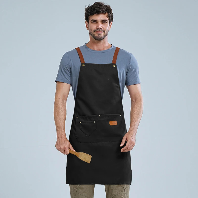 Home Cooking Cafe - Wasserdichte Verstellbare Küchenschürze mit Kreuzgurten, Unisex-Arbeitsschürze