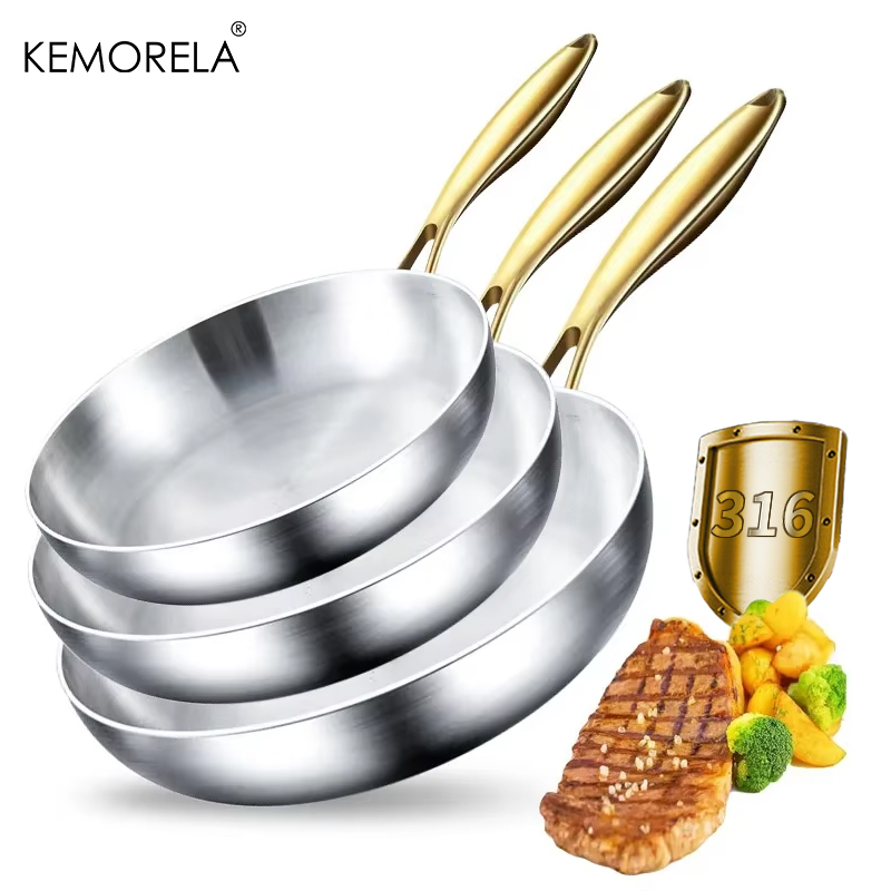 Paella Pan Steel - 3 Teile/satz 316 Edelstahl Gold Griff